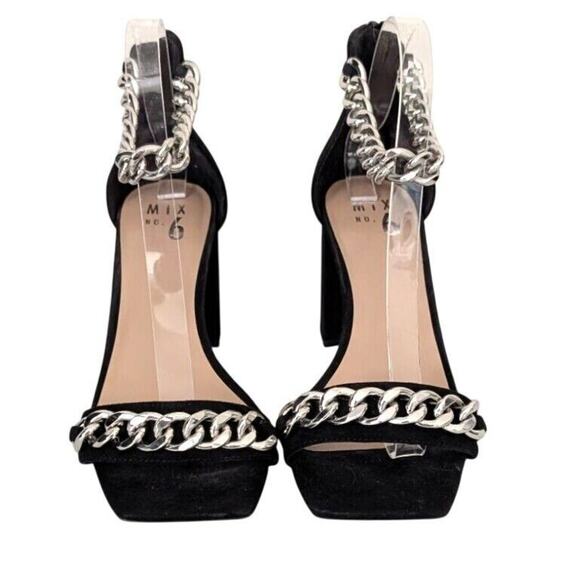 Chain Strap Sandals 8 Party Event Whimsigoth Coquette Prom Clubwear Block Heel - Picture 6 of 9